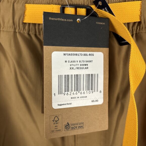 The North Face Cargo Shorts Size XXL Class V Belted Brown Pockets 40 Waist NWT - Picture 5 of 6